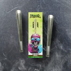 Dos preroll OG Kush NHC junto al frontal de la caja TuYerba